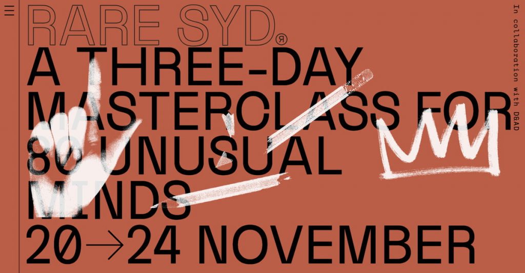 RARE SYD — A four day masterclass for 80 unusual minds
